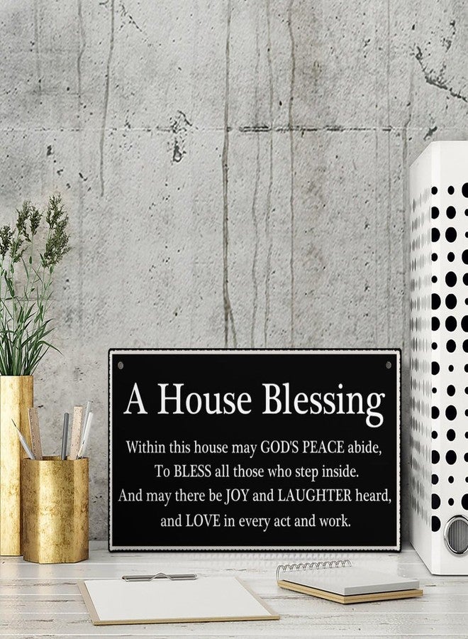 Henntile A House Blessing Hanging Sign Decorative Wood Sign Home Decor Wood Door Sign Plaque 12" x 6" - Image 4