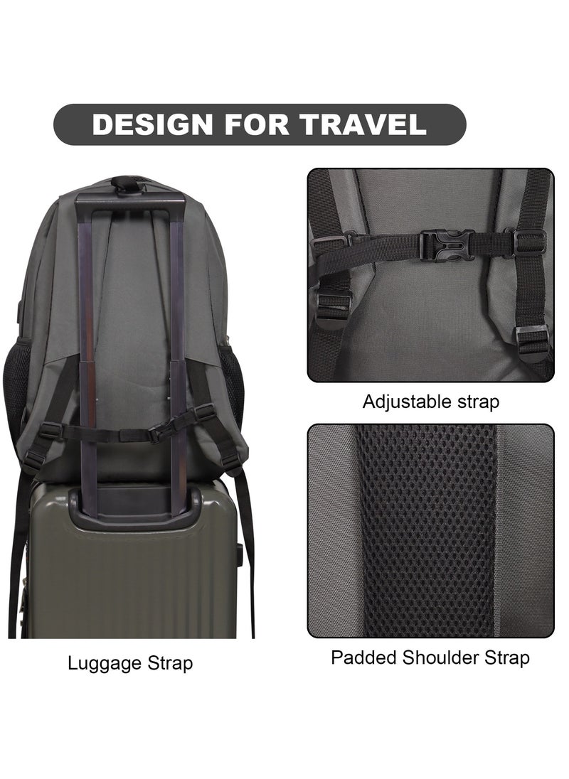 Aklsvion Travel Backpack with Usb Charging Port Multifunctional Laptop Bag Business Laptop Bag Large Carry On Backpack for Women and Men Airline Approved Grey  - Image 4