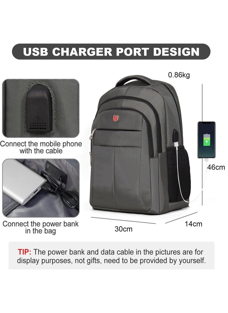 Aklsvion Travel Backpack with Usb Charging Port Multifunctional Laptop Bag Business Laptop Bag Large Carry On Backpack for Women and Men Airline Approved Grey  - Image 5