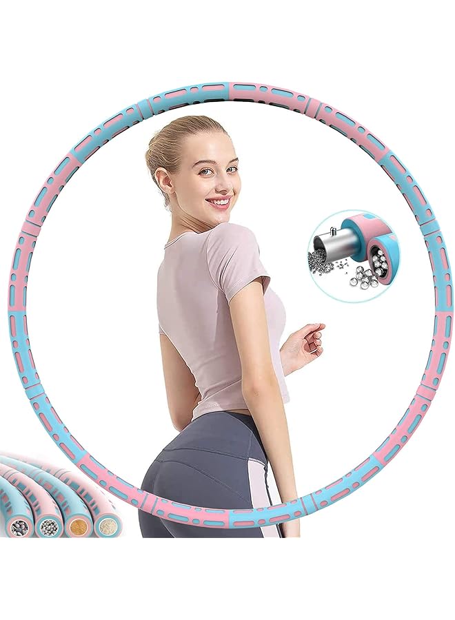 PROMASS أطواق هولا وزنها للبالغين لفقدان الوزن، طوق هولا قابل للتعديل لتمارين اللياقة البدنية للنساء، حلقة طوق الخصر، 8 أقسام نمط A - Image 1