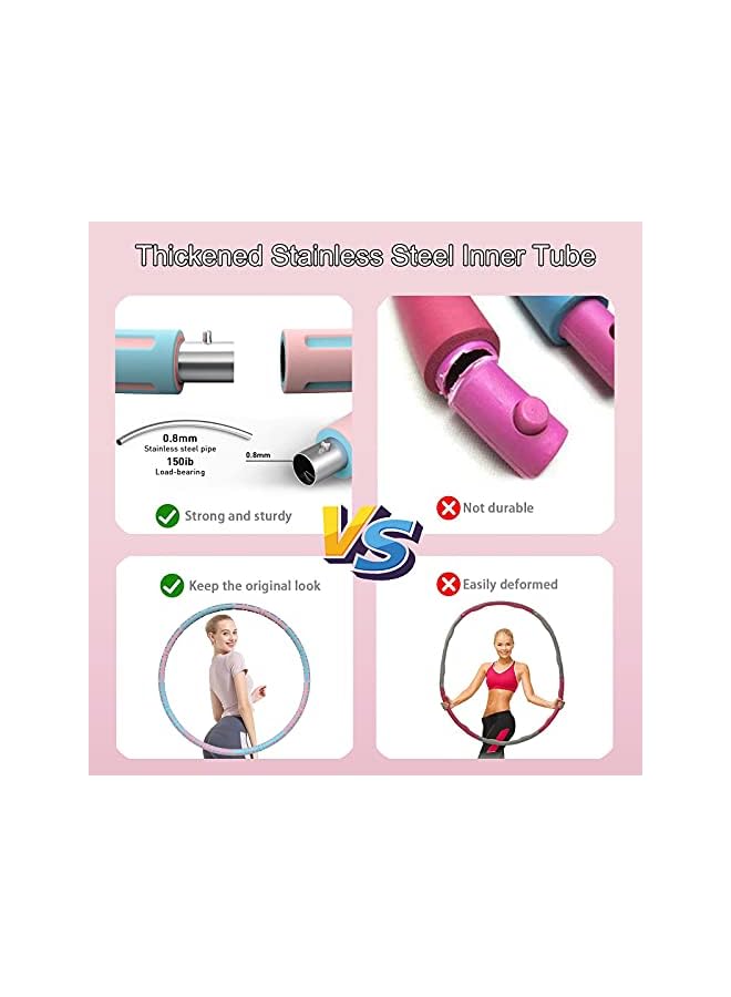 PROMASS أطواق هولا وزنها للبالغين لفقدان الوزن، طوق هولا قابل للتعديل لتمارين اللياقة البدنية للنساء، حلقة طوق الخصر، 8 أقسام نمط A - Image 4