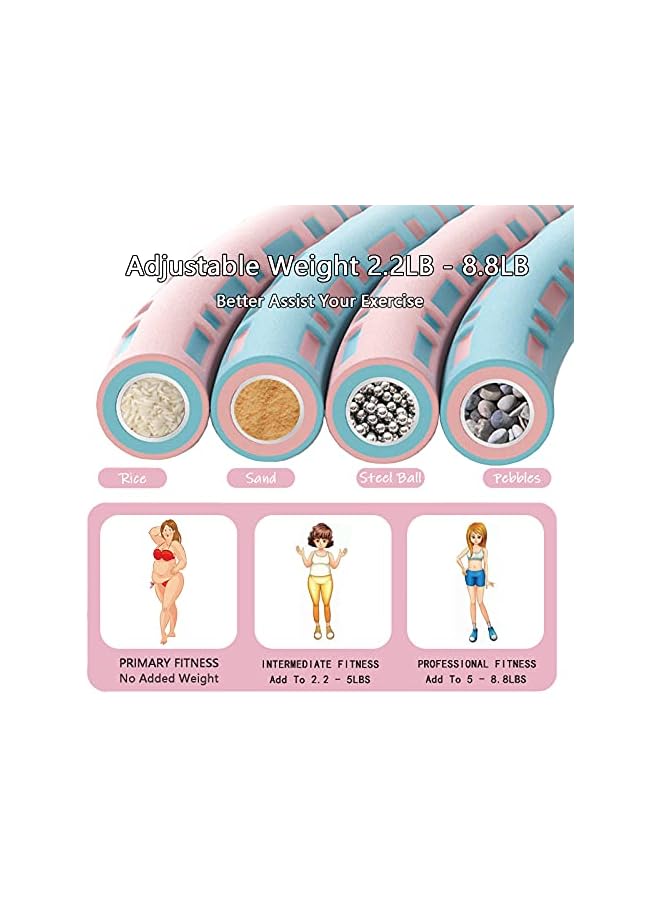 PROMASS أطواق هولا وزنها للبالغين لفقدان الوزن، طوق هولا قابل للتعديل لتمارين اللياقة البدنية للنساء، حلقة طوق الخصر، 8 أقسام نمط A - Image 3