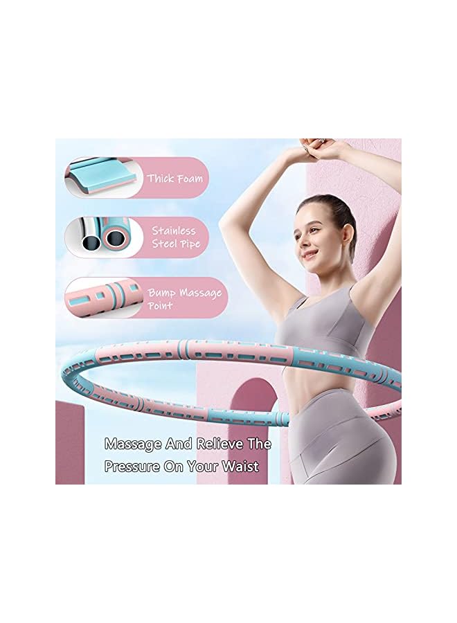 PROMASS أطواق هولا وزنها للبالغين لفقدان الوزن، طوق هولا قابل للتعديل لتمارين اللياقة البدنية للنساء، حلقة طوق الخصر، 8 أقسام نمط A - Image 2