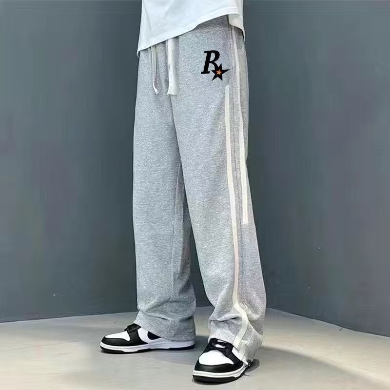 Teenager Pants Boys New Senior High School Students Wide Leg Pants Striped Casual Sports Trendy Pants - Image 2