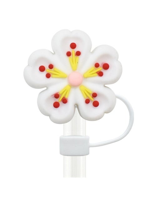 Three-dimensional Flower Decorative Straw Cap 10mm Universal E-commerce Personalized Soft Rubber Straw Plug Dust Cap-Color:02