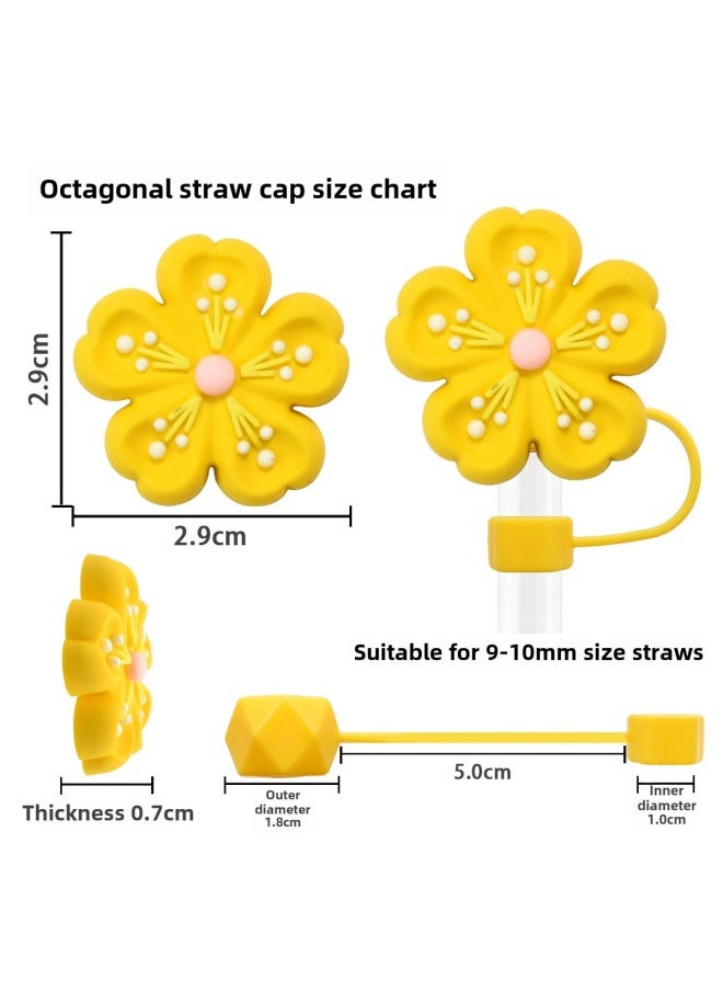 Three-dimensional Flower Decorative Straw Cap 10mm Universal E-commerce Personalized Soft Rubber Straw Plug Dust Cap-Color:02