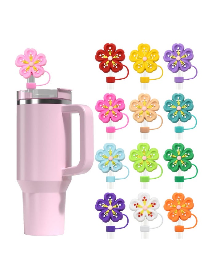 Three-dimensional Flower Decorative Straw Cap 10mm Universal E-commerce Personalized Soft Rubber Straw Plug Dust Cap-Color:02