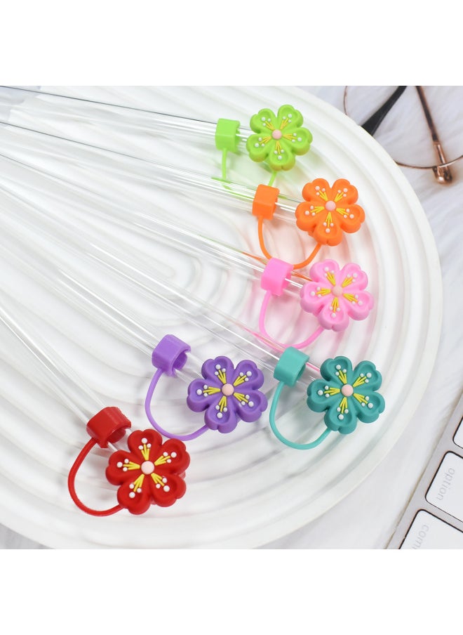 Three-dimensional Flower Decorative Straw Cap 10mm Universal E-commerce Personalized Soft Rubber Straw Plug Dust Cap-Color:02
