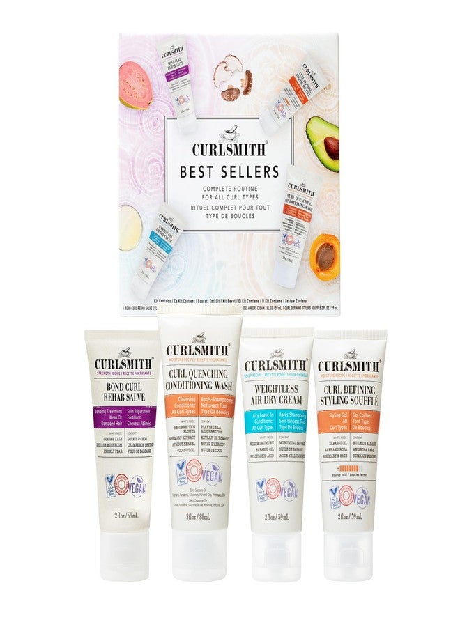 Curlsmith - Best Sellers Travel Size Kit for all curl types. Includes Strength, Moisture, and Scalp Recipes | Pre-Shampoo Treatment, Shampoo & Conditioner, Leave-In Conditioner, and Styling Soufflé. - Image 1