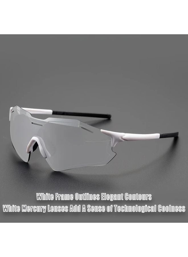 White Frame White Mercury Glasses Anti Glare Durable PC Frame and Lens Stylish for Daily Use - Image 1