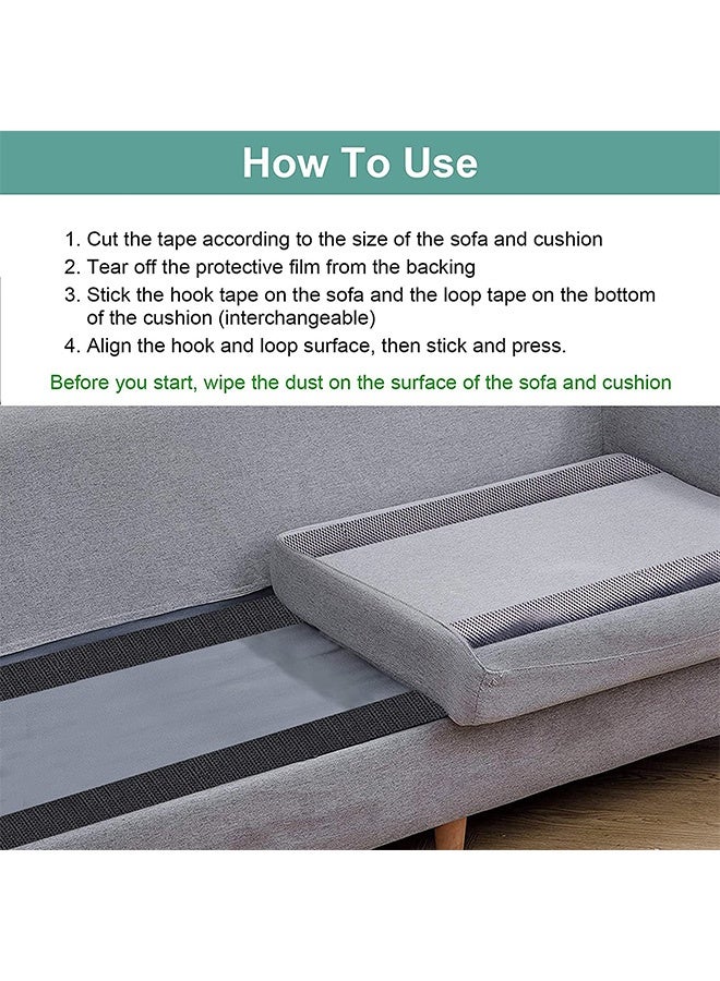 Peachjoy Couch Cushion Non Slip Pads to Keep Couch Cushions from Sliding, Hook and Loop Tape with Adhesive for Smooth Surfaces, 2m Long and 11cm Wide  - Image 4