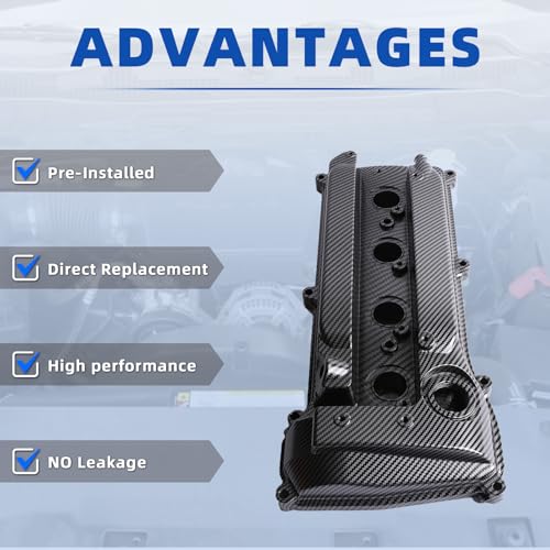 MITZONE Aluminum Carbon Strip Type Valve Cover Compatible with Toyota Camry Solara Highlander Kluger RAV4 Previa Tarago Estima Alphard Matrix Mark X Rukus 2001-2015 for Scion tC xB 2005-2015 2.4L - Image 3