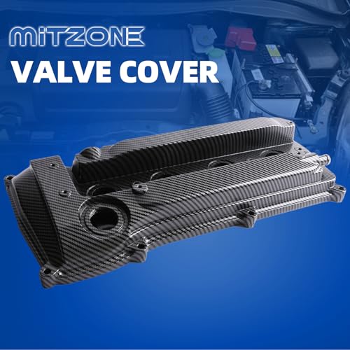 MITZONE Aluminum Carbon Strip Type Valve Cover Compatible with Toyota Camry Solara Highlander Kluger RAV4 Previa Tarago Estima Alphard Matrix Mark X Rukus 2001-2015 for Scion tC xB 2005-2015 2.4L - Image 2