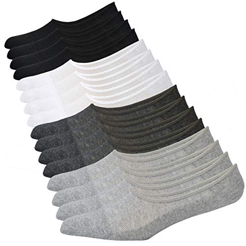 JORMATT 8 Pairs Mens Women Genuine No Show Socks Boys Sneaker Shoes Mesh Knit Low Cut Athletic Cotton Socks Non Slip, Men Shoe size 10-14 - Image 1