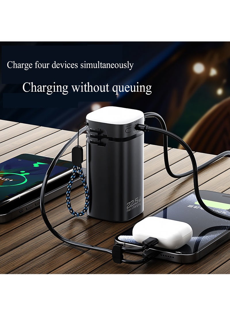 X-level 20000 mAh Power Bank,With Built-InCable and 3-speed Adjustable Flashlight,22.5W PD Fast Charging Portable Charger For iPhone 16/15/14 Series, Galaxy, iPad, AirPods, And More Black  - Image 4