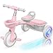 SEREED Colorful Lighting Toddler Tricycle for 25 Years Old Girls Adjustable SeatHandlebar Trike Removable Basket Birthday Gift Idea for Kids Ages 2 Pink - Image 3