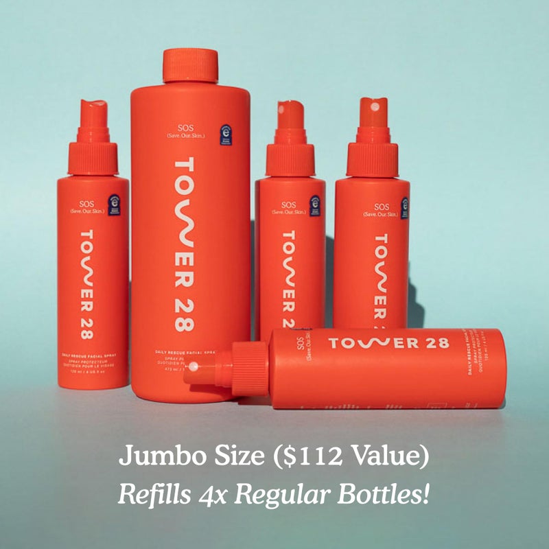 Tower 28 Jumbo SOS Daily Rescue Facial Spray - Hypochlorous Acid Spray to Help Reduce Redness, Calm Irritation + Alleviate Flare-Ups - Soothing + Purifying Face Toner - Everyday Skin Care Mist (16 oz) - Image 5