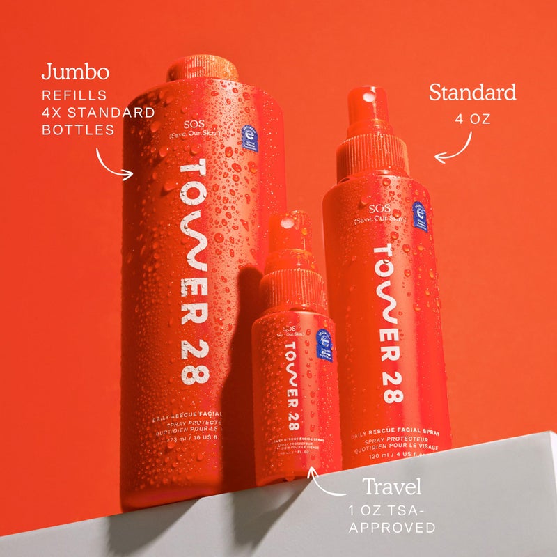 Tower 28 Jumbo SOS Daily Rescue Facial Spray - Hypochlorous Acid Spray to Help Reduce Redness, Calm Irritation + Alleviate Flare-Ups - Soothing + Purifying Face Toner - Everyday Skin Care Mist (16 oz) - Image 4