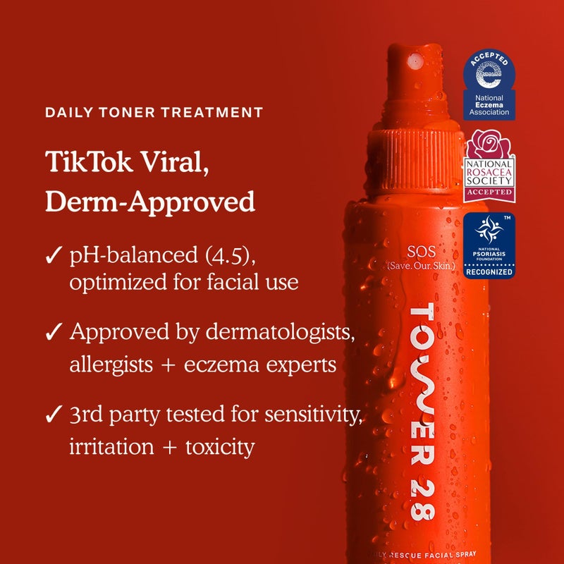 Tower 28 Jumbo SOS Daily Rescue Facial Spray - Hypochlorous Acid Spray to Help Reduce Redness, Calm Irritation + Alleviate Flare-Ups - Soothing + Purifying Face Toner - Everyday Skin Care Mist (16 oz) - Image 3