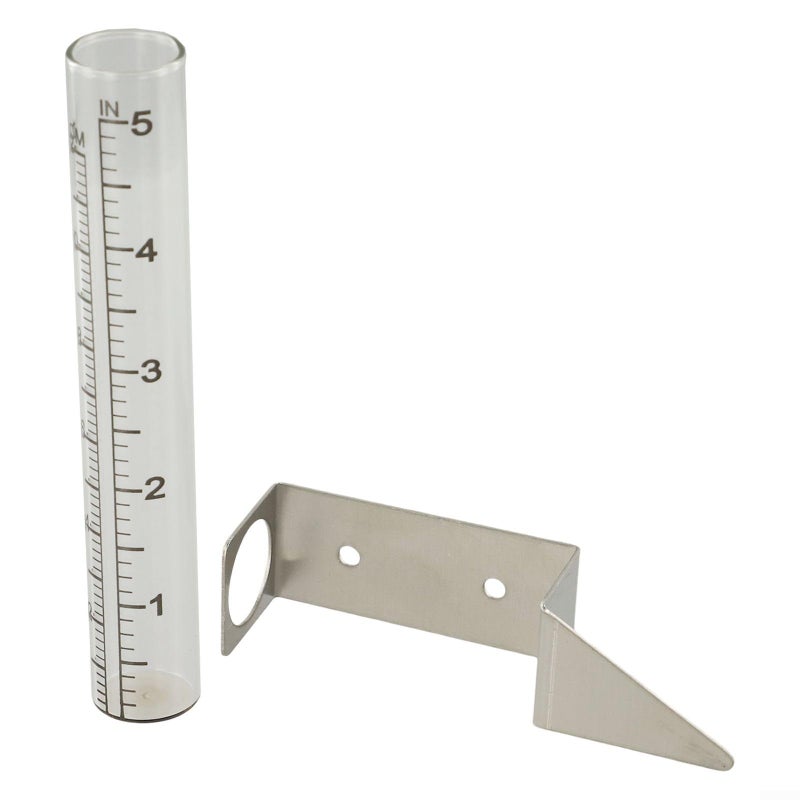 5 Inch Clear Glass Rain Gauge with Stainless Steel Holder for Garden Outdoor Weather Meter - Image 3