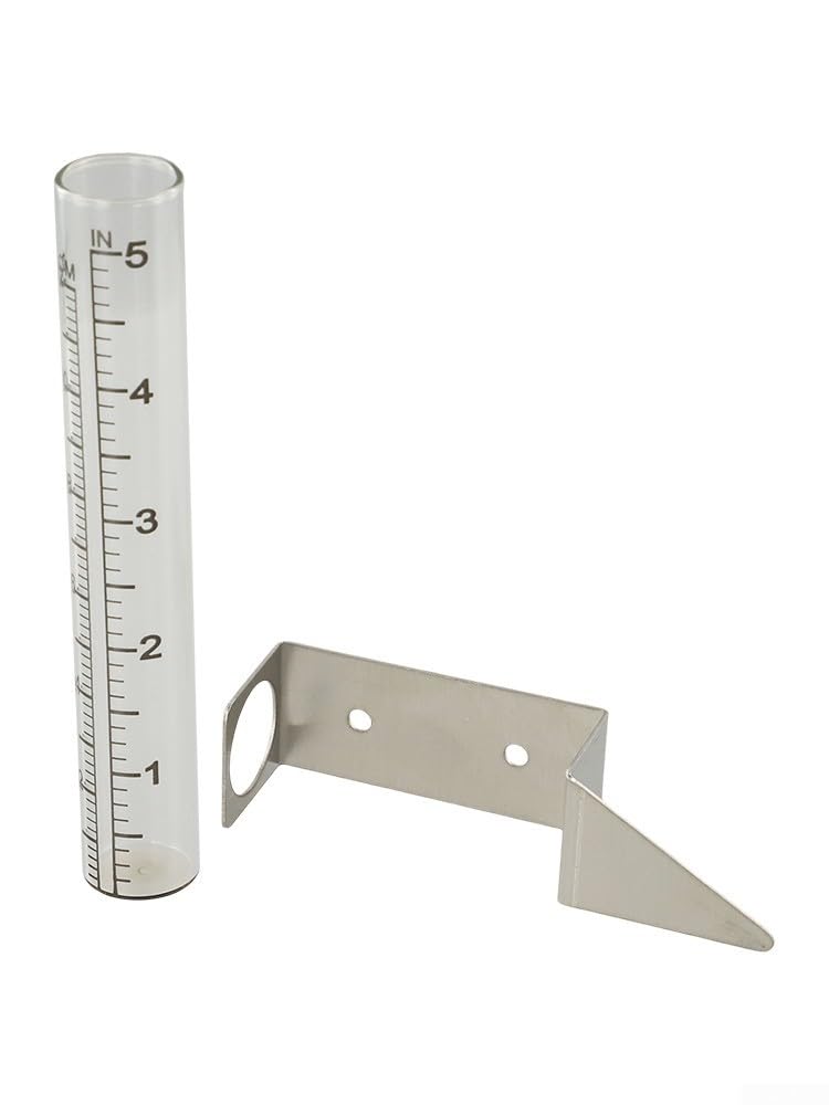 5 Inch Clear Glass Rain Gauge with Stainless Steel Holder for Garden Outdoor Weather Meter - Image 4
