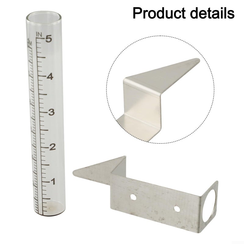 5 Inch Clear Glass Rain Gauge with Stainless Steel Holder for Garden Outdoor Weather Meter - Image 5