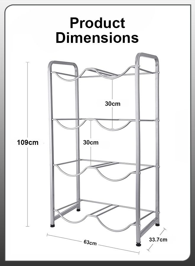 Toshionics 4 Tier Reinforced Carbon 8 Bottles Storage Rack Steel Heavy Duty 5 Gallon Water Cane Jug Holder Cooler Organizer Shelf For Home Kitchen Office Garages Restaurant Gym Stand Shelves  - Image 4