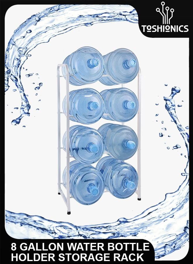 Toshionics 4 Tier Reinforced Carbon 8 Bottles Storage Rack Steel Heavy Duty 5 Gallon Water Cane Jug Holder Cooler Organizer Shelf For Home Kitchen Office Garages Restaurant Gym Stand Shelves  - Image 1