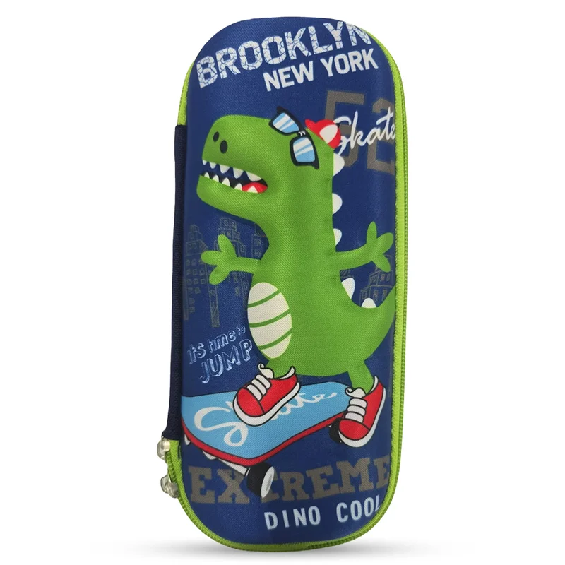 كوكوبي Cocobee Cool Dino Pencil Case With Internal Mesh Pocket, Sturdy Build, Zipper Closure – Boys, 3+ Years, Multicolor
