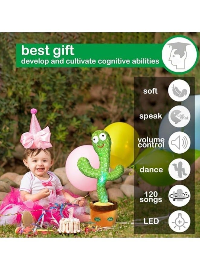 Meetion تحديث لعبة الصبار الراقص المتحدث القابلة لضبط الصوت، لعبة صبار مشمسة للأطفال، تكرر ما تقوله، لعبة صبار تغني 120 أغنية للأطفال، تسجيل 16 ثانية مع ضوء LED - Image 2