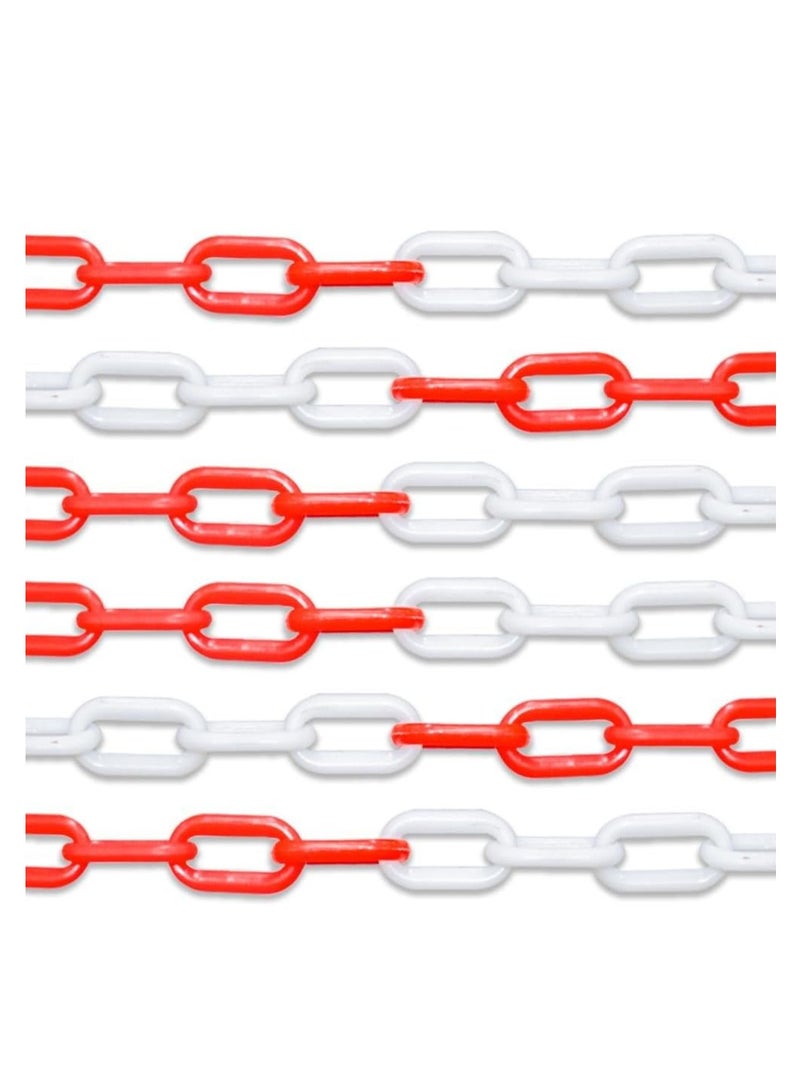 BERRY Berry 25 Meter Red & White Plastic Safety Chain Barrier | 8MM Thick Crowd Control Link for Construction, Road Safety, Warehouse & Parking Chain  - Image 3