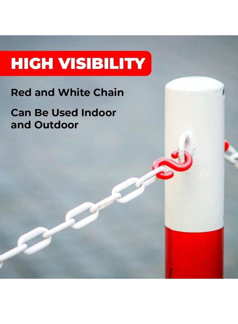 BERRY Berry 25 Meter Red & White Plastic Safety Chain Barrier | 8MM Thick Crowd Control Link for Construction, Road Safety, Warehouse & Parking Chain  - Image 5