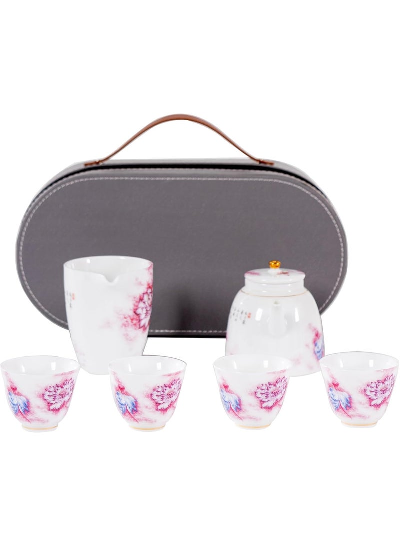 GOLD MANTIS Elegant Porcelain Tea Set - Lotus Design, 7-Piece Set with Wooden Tray, Dishwasher & Microwave Safe, Ideal for Various Tea Types, Perfect for Gift and Daily Use  - Image 4
