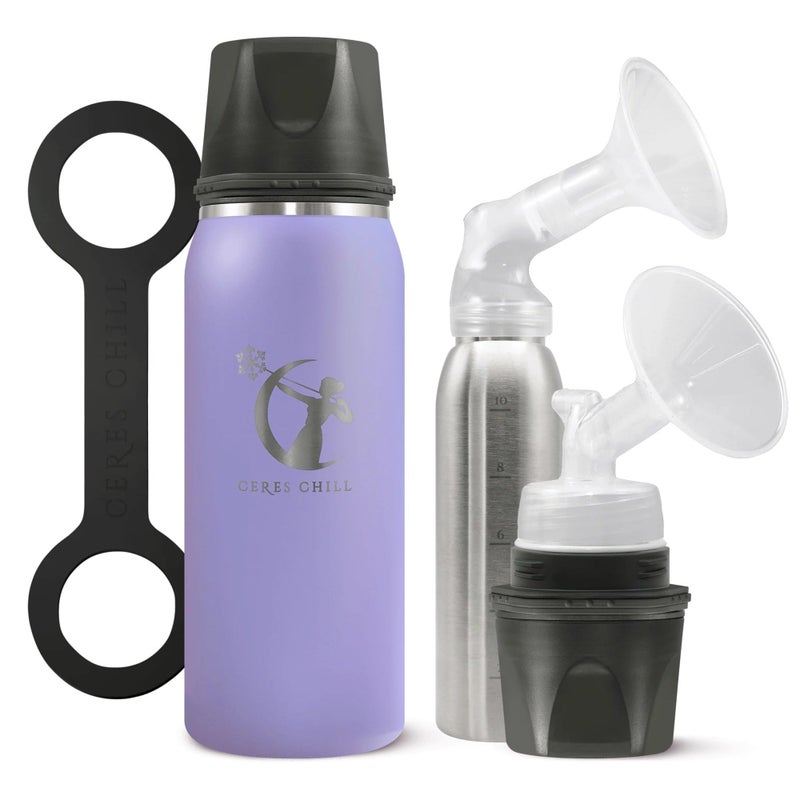 CERES CHILL CERES CHILL OG Breastmilk Chiller Reusable Storage Container Up to 34 oz Bottle Cooler Keeps Milk at Safe Temperatures for Up to 20 Hours Connects wMost Pumps Ultra Violet Lavender