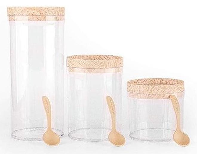 سبيس شوب علبة توابل أكريليك توليب للأعشاب والقهوة والسكر والشاي بتصميم متعدد الأغراض 3 في 1 - Image 1