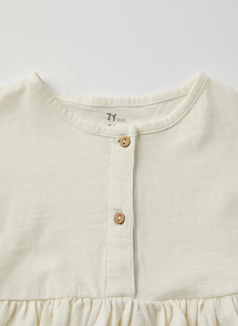 Zippy T-Shirt with Ruffles for Girls, White