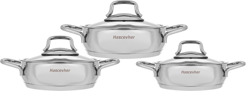 Pyramid Hashever Stainless Steel Cookware Set with Glass Lid, 6 Pieces - Silver - Image 3