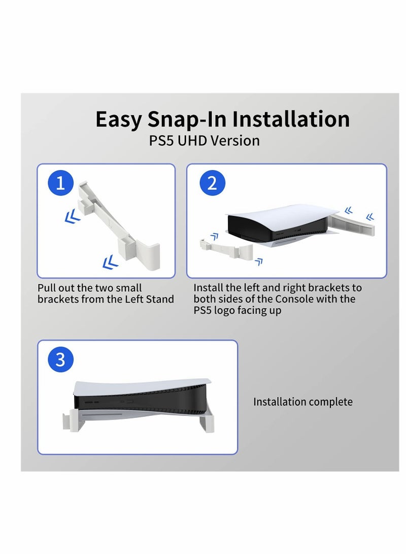 Excefore Horizontal Stand for Playstation 5, Desk Stand Compatible with Playstation 5 Disc, Console Lay Down Stand for PS5, Minimalist Design, White  - Image 5