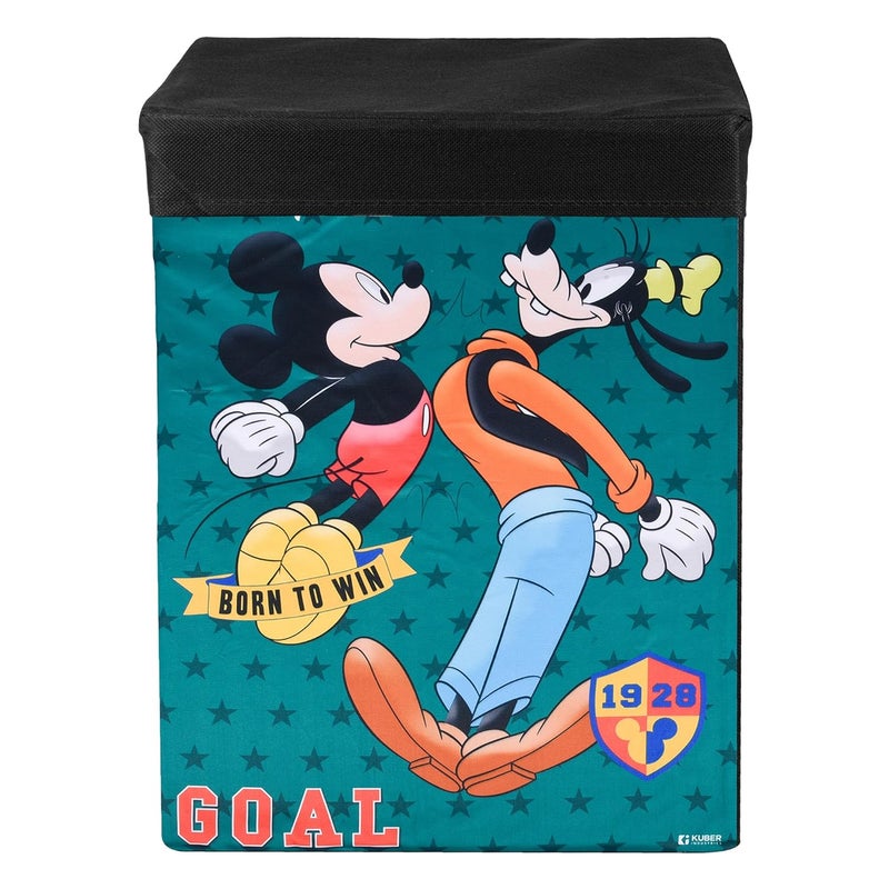 Kuber Industries Goofy Toy Storage Box | Laundry Basket for Toys | Folding Laundry Basket | Clothes Hamper with Lid & Handles | 60 LTR | Black - Image 2