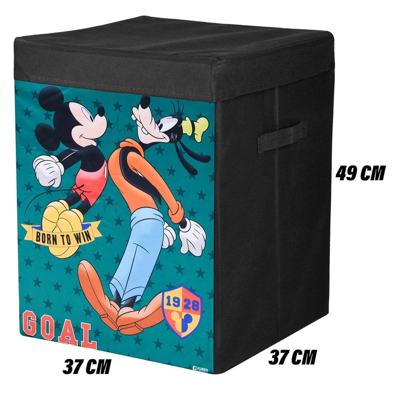 Kuber Industries Goofy Toy Storage Box | Laundry Basket for Toys | Folding Laundry Basket | Clothes Hamper with Lid & Handles | 60 LTR | Black - Image 3