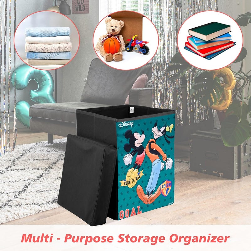 Kuber Industries Goofy Toy Storage Box | Laundry Basket for Toys | Folding Laundry Basket | Clothes Hamper with Lid & Handles | 60 LTR | Black - Image 4