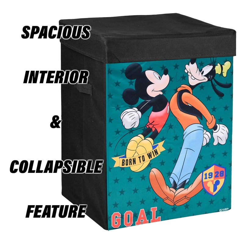 Kuber Industries Goofy Toy Storage Box | Laundry Basket for Toys | Folding Laundry Basket | Clothes Hamper with Lid & Handles | 60 LTR | Black - Image 5