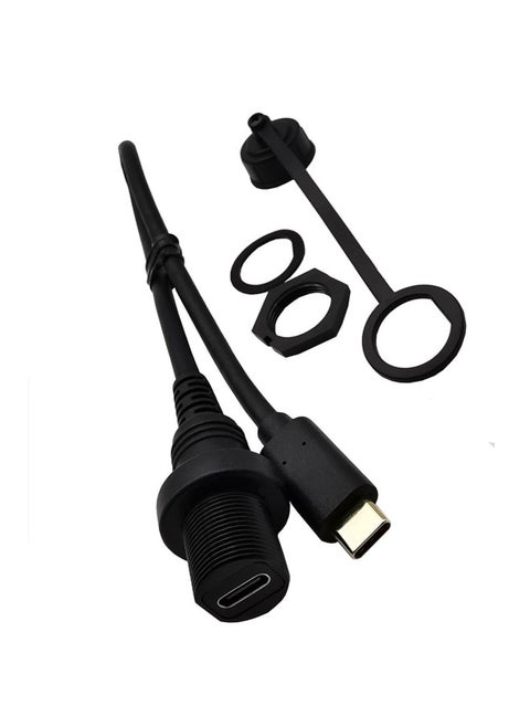 Car Yacht Motorcycle Dashboard Line Type-c3.1 3A Current 10Gbs Extended Data Charging Line-Color:Black-Line Length:30cm