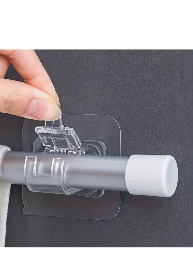 4 قطع الستار رود هوك الستار رود كليب المثبت لكمة خالية من العصا على رود قوس كليب أفقي رود الباب لزجة هوك البلاستيك رود أصحاب - Image 1