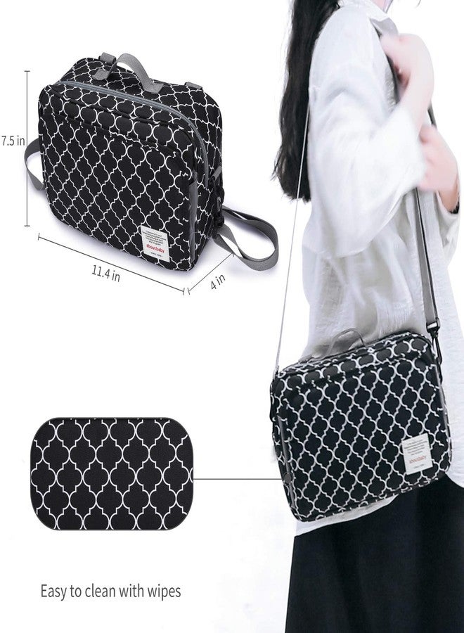 GOGOSO Small Diaper Bag, Mini Stroller Organizer Accessory with Wipe Pockets Caddy Parent Console with Hook Fit All Strollers, Black - Image 3