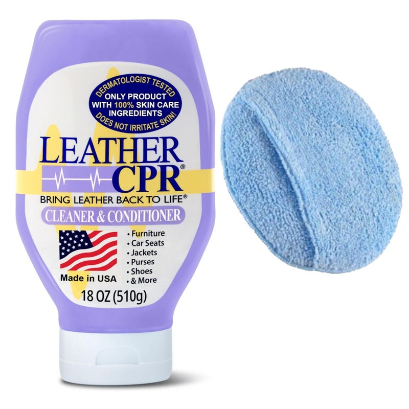 Leather CPR Cleaner and Conditioner 18oz Car Leather Cleaner and Conditioner for Couch Cleaning Kit for Purses Furniture Shoes Bags Jackets Boots Car Cleaners Saddle Plus Applicator