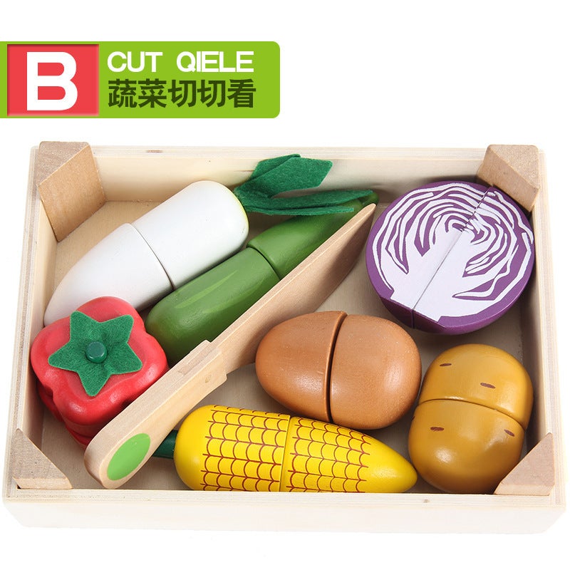 general OJR Wooden Box Food Set Simulation Kitchen Toy for Kids - Image 5