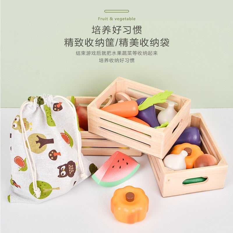 general OJR Wooden Box Food Set Simulation Kitchen Toy for Kids - Image 4