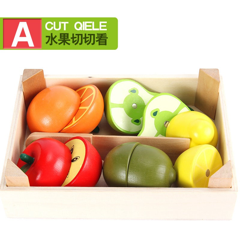 general OJR Wooden Box Food Set Simulation Kitchen Toy for Kids - Image 1