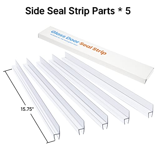AmazerBath 5 PCS Shower Door Side Seal Strip for 3/8 Inch Glass - 15.75 Inches x 5, 5 Sections Segmented Shower Installation Kit, Frameless Glass Door Seal Strip - Image 2